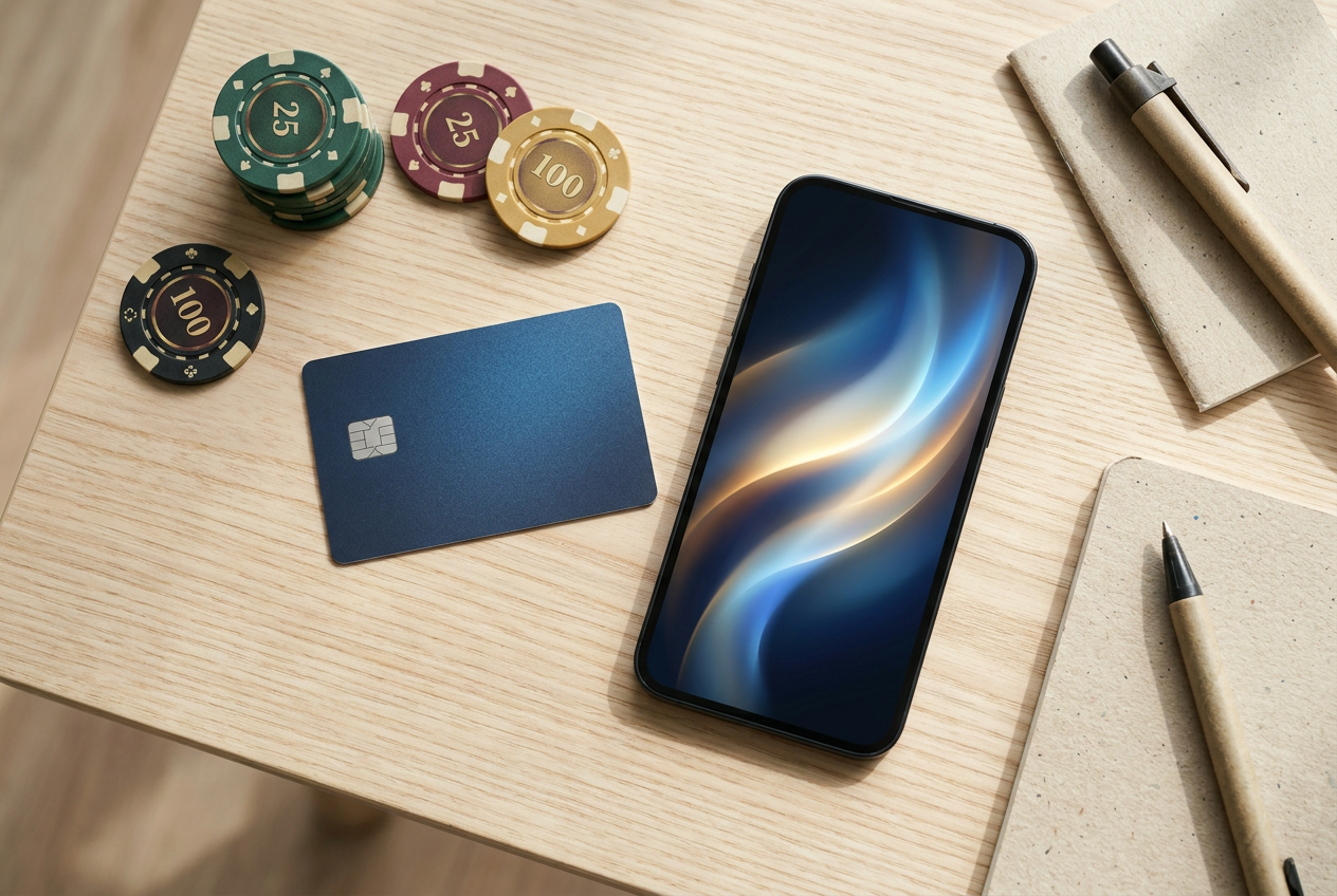 Detailný záber na neoznačenú platobnú kartu a smartfón symbolizujúci bezpečné vklady
